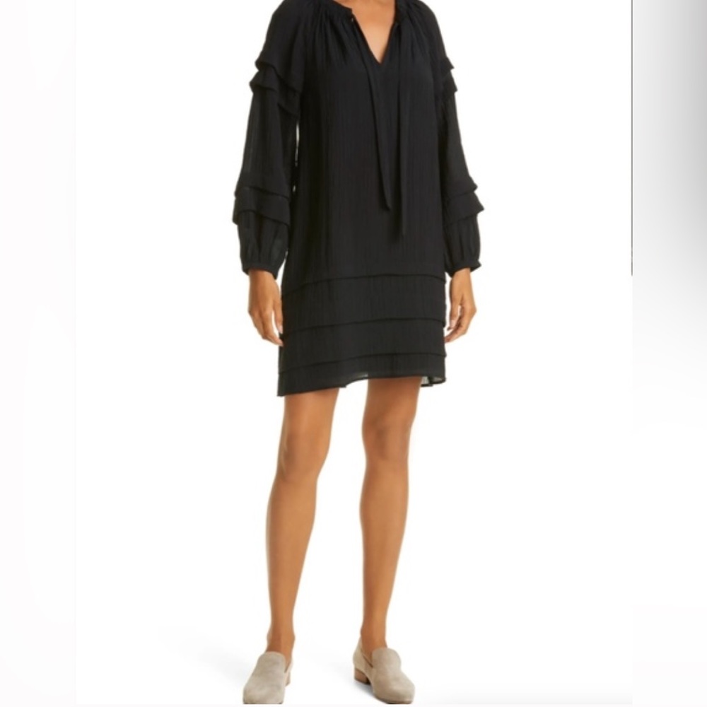 Club Monaco Black Long Sleeve Dress with Tie Neck Women’s 10